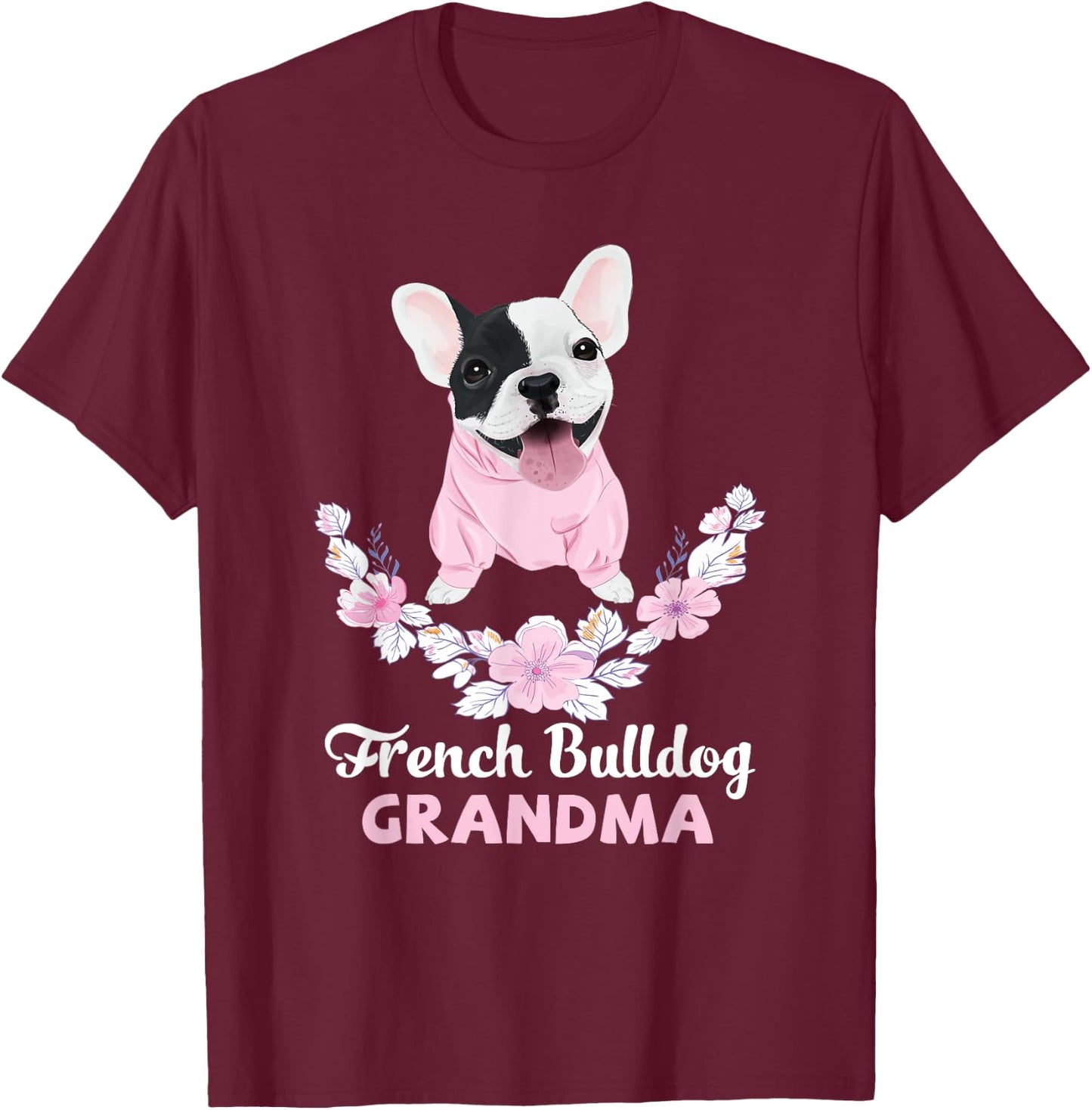 French Bulldog Grandma Frenchie Grandma Women Girls Kids T-Shirt - T-Shirt | Maroon