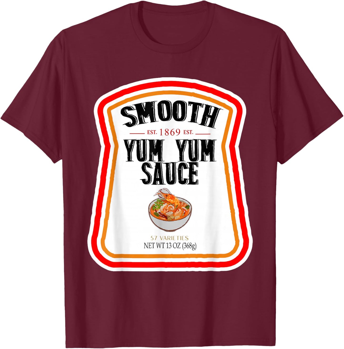 Smooth Yumyum Bottle Label Halloween 2024 Couples Costume T-Shirt - T-Shirt | Maroon