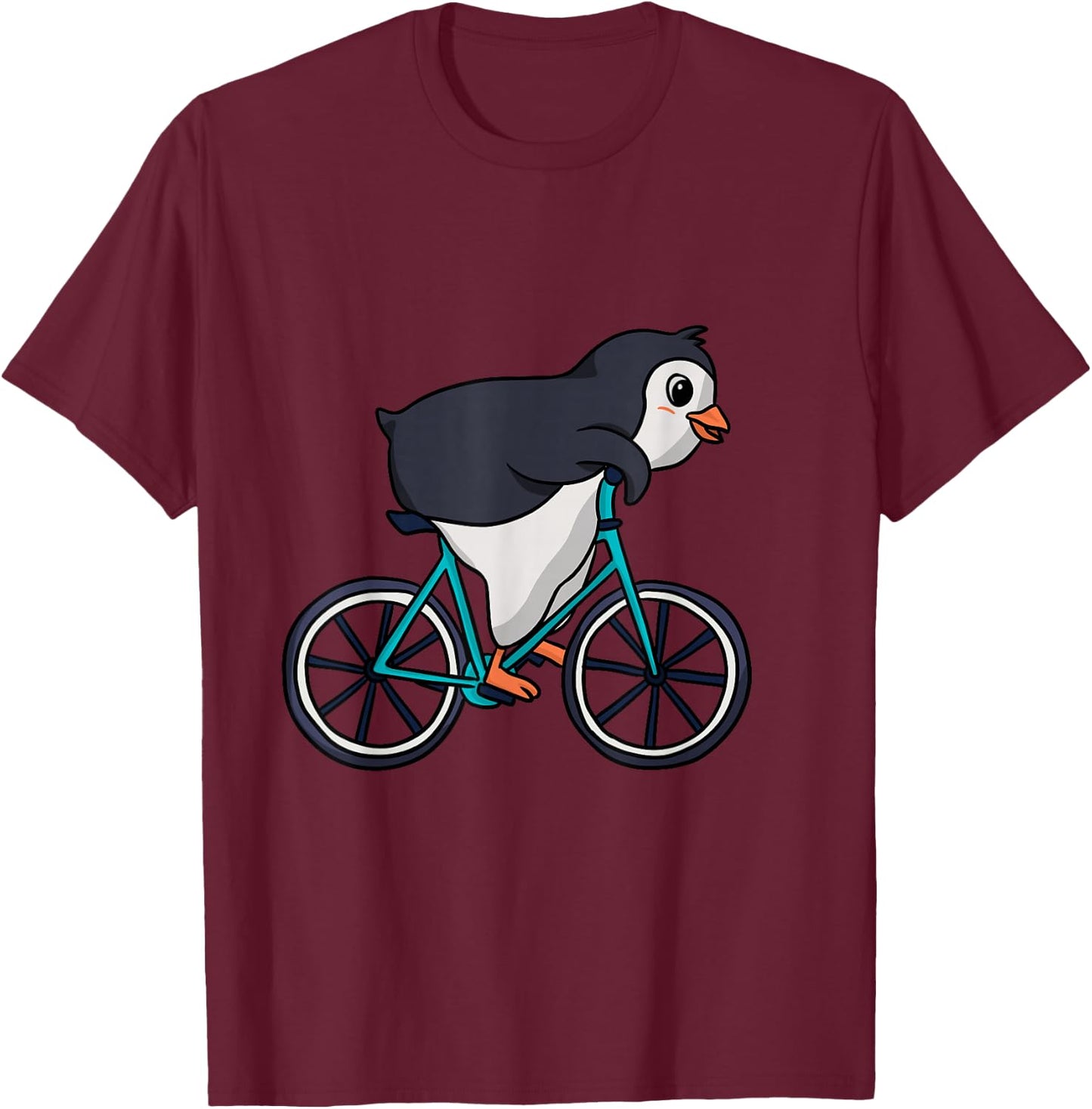 Bicycle Penguin Cycling T-Shirt - T-Shirt | Maroon