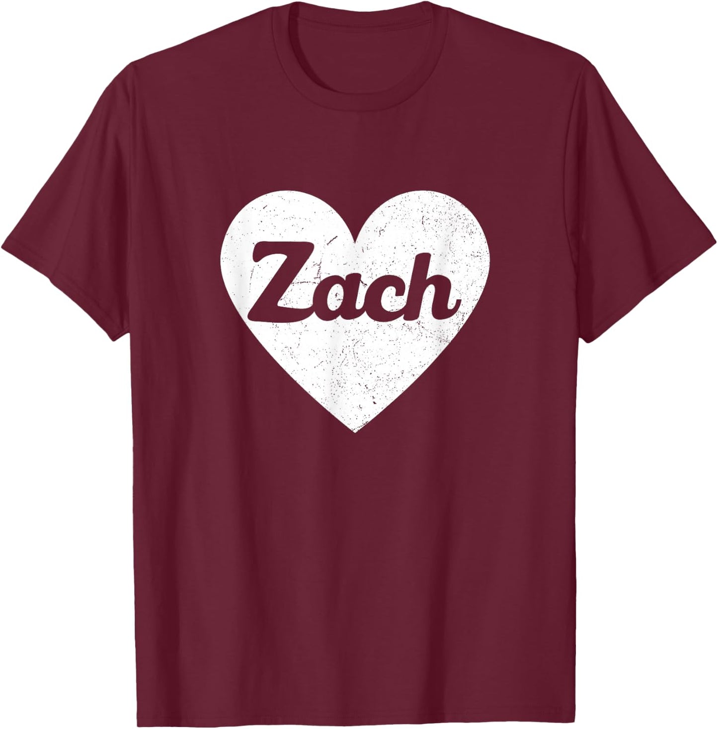 I Heart Zach - First Names And Hearts, I Love Zach T-Shirt - T-Shirt | Maroon