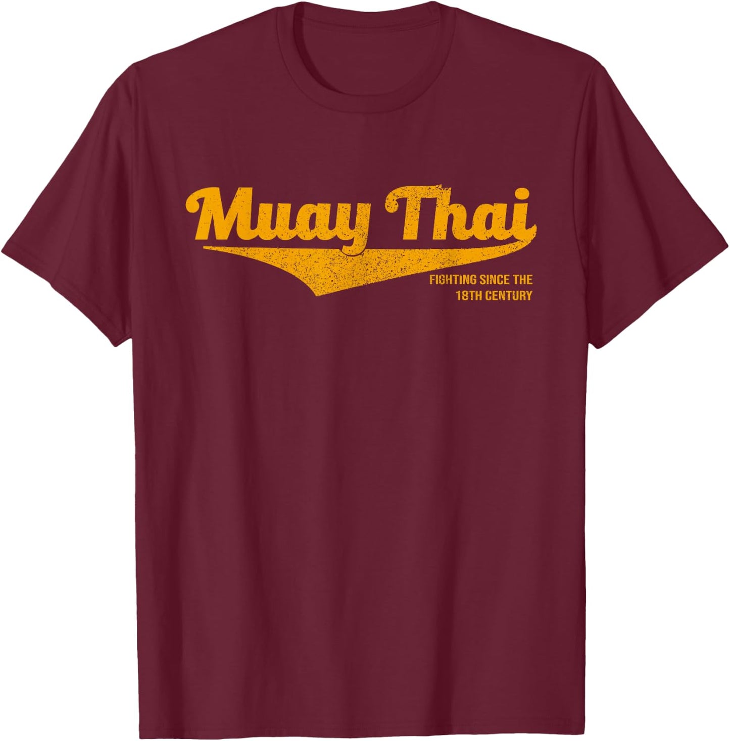 Distressed Muay Thai Kickboxing , MMA, BJJ, Thailand T-Shirt - T-Shirt | Maroon