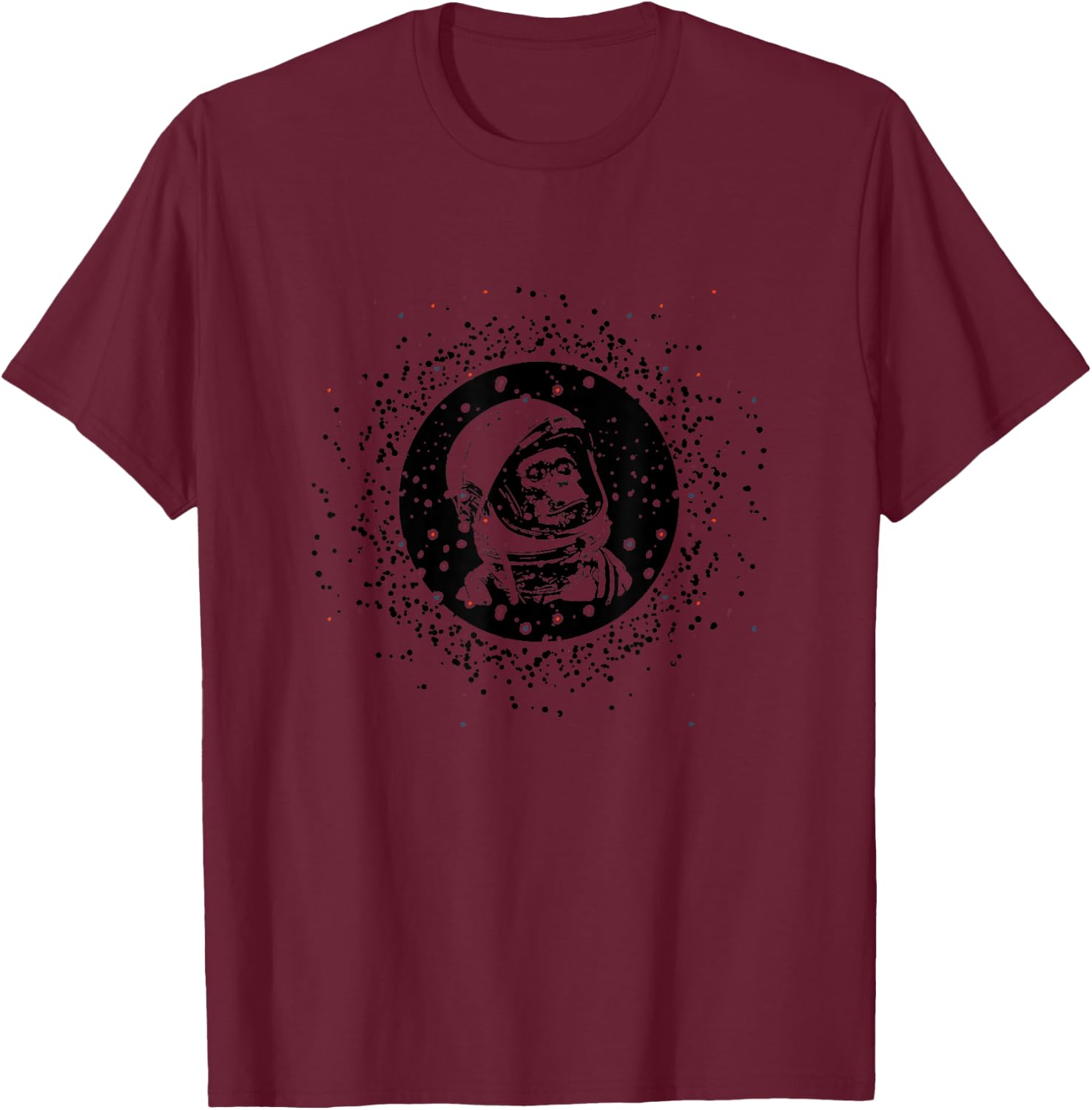 Vintage space travel astronaut monkey T-Shirt - T-Shirt | Maroon