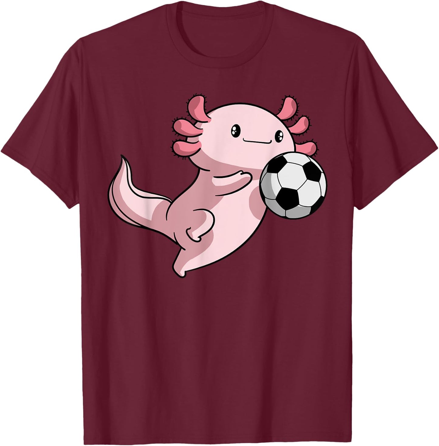 Kawaii Axolotl Pun Funny Soccer Player T-Shirt - T-Shirt | Maroon