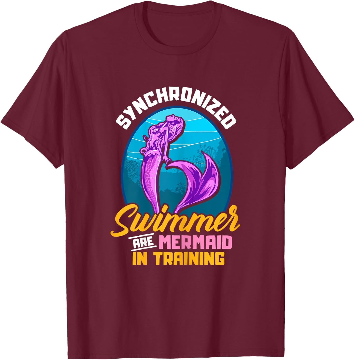 Synchronized Swimming Mermaid Mermaids costume dress T-Shirt - T-Shirt | Maroon