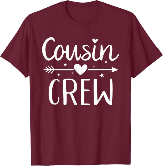 Cousin Crew - Kids, Family - - Short Sleeve - - Black - Small T-Shirt - T-Shirt | Maroon