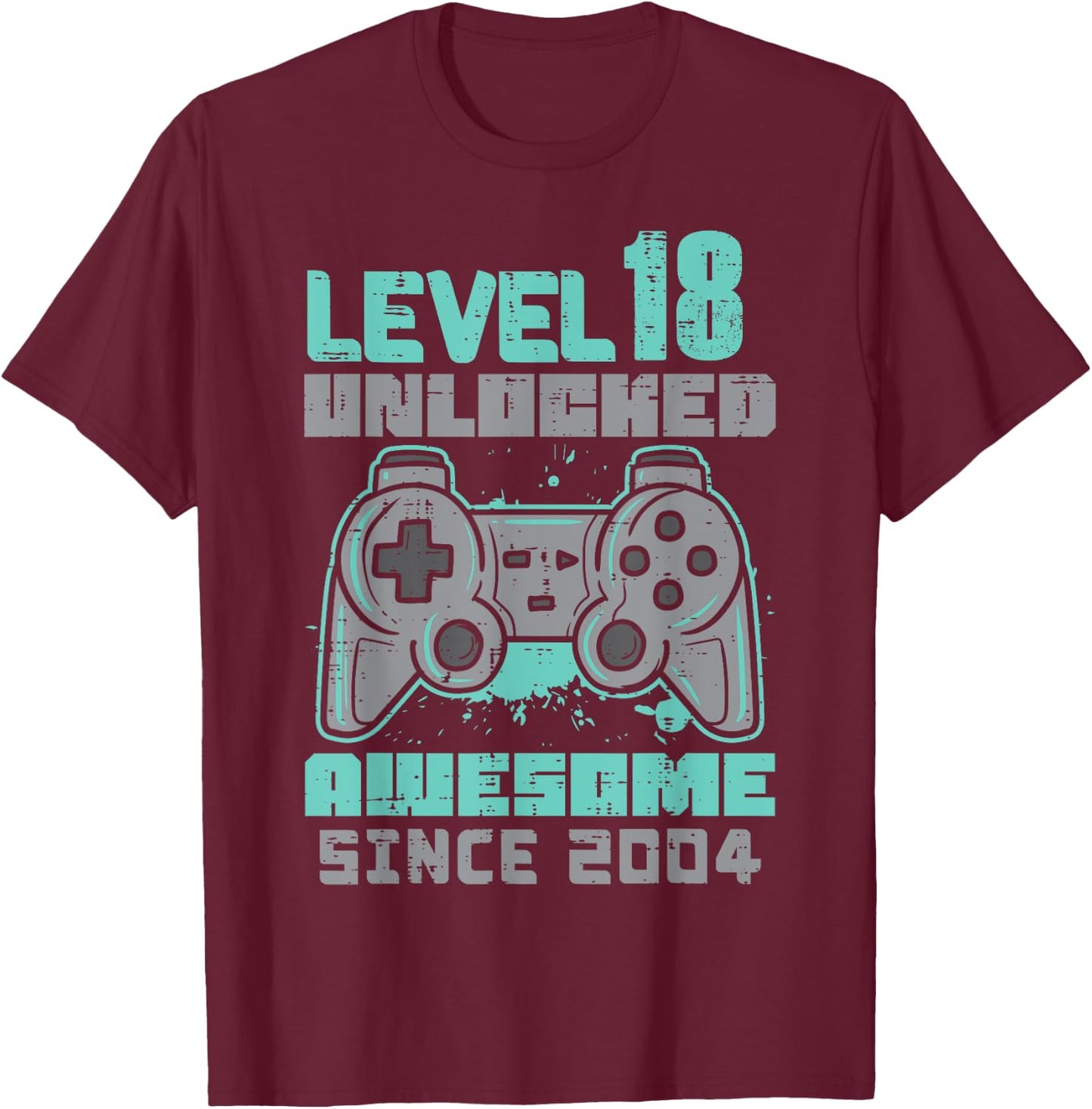 Level 18 Unlocked Born In 2001 Gamer 18th Birthday Him Men T-Shirt - T-Shirt | Maroon