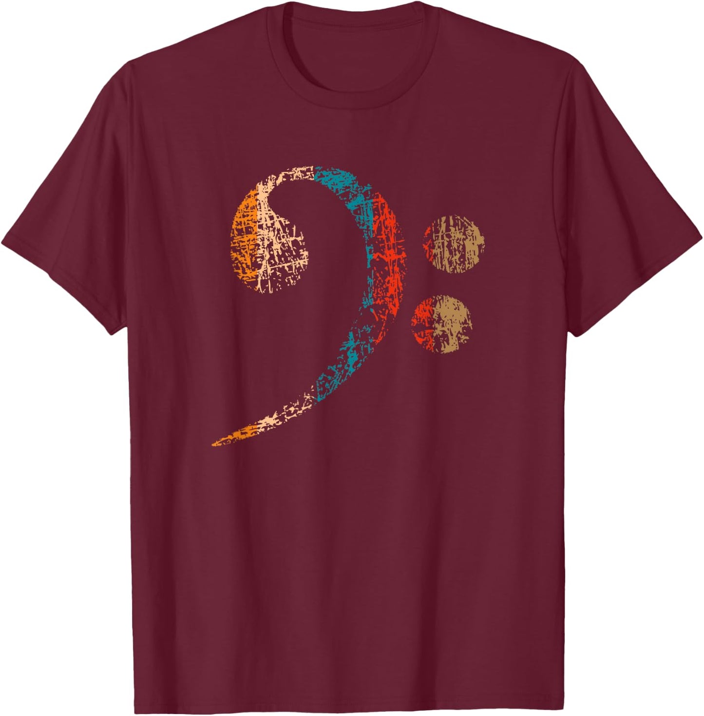 Vintage Bass Clef for Bass Players, Bassists Bands Orchestra T-Shirt - T-Shirt | Maroon
