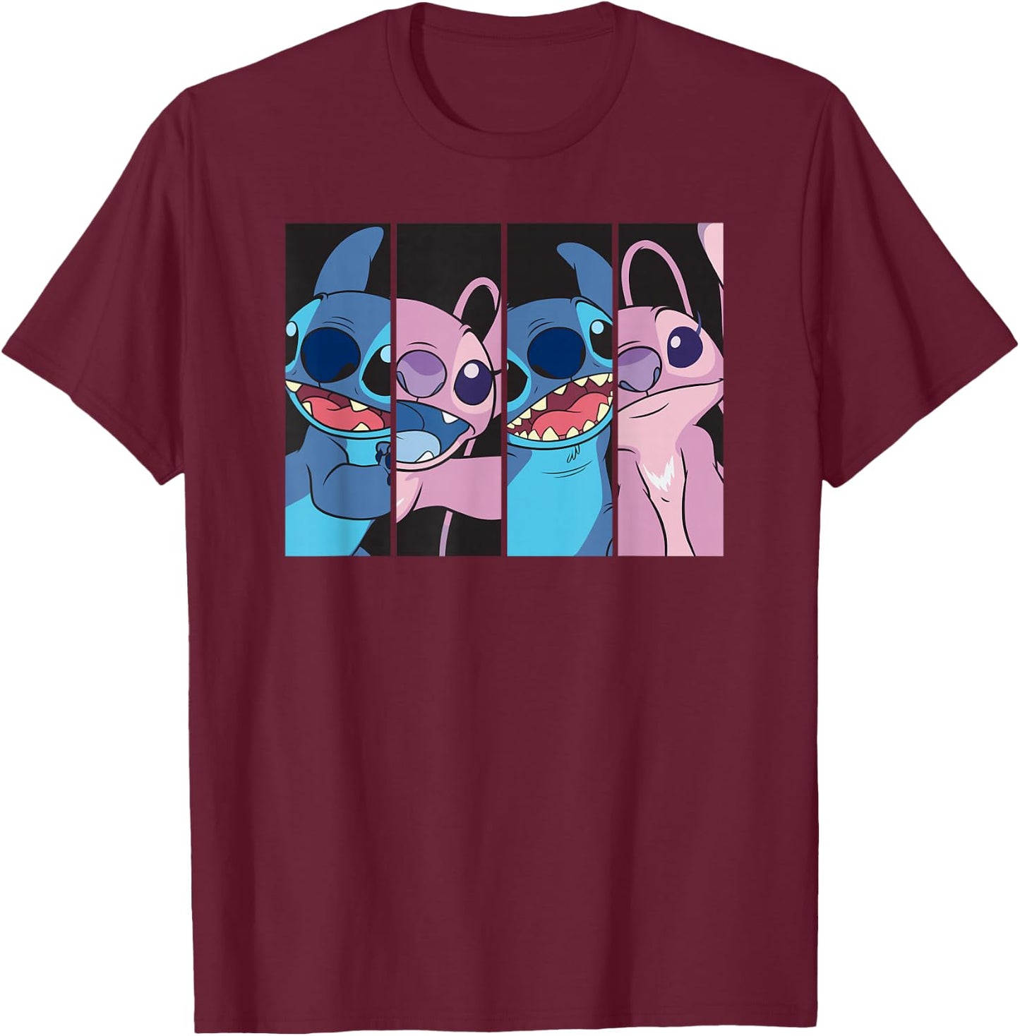 Lilo & Stitch 2: The Series - Stitch & Angel Boxed Faces T-Shirt - T-Shirt | Maroon