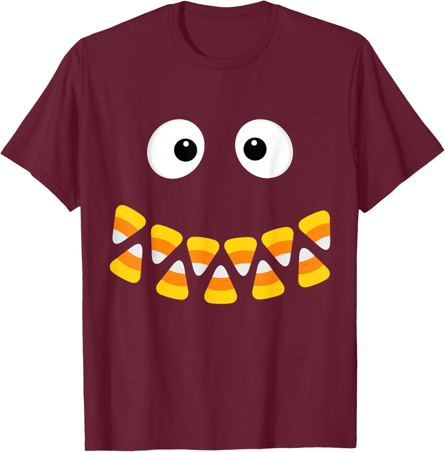Cute Candy Corn Face For Halloween Costume T-Shirt - T-Shirt | Maroon