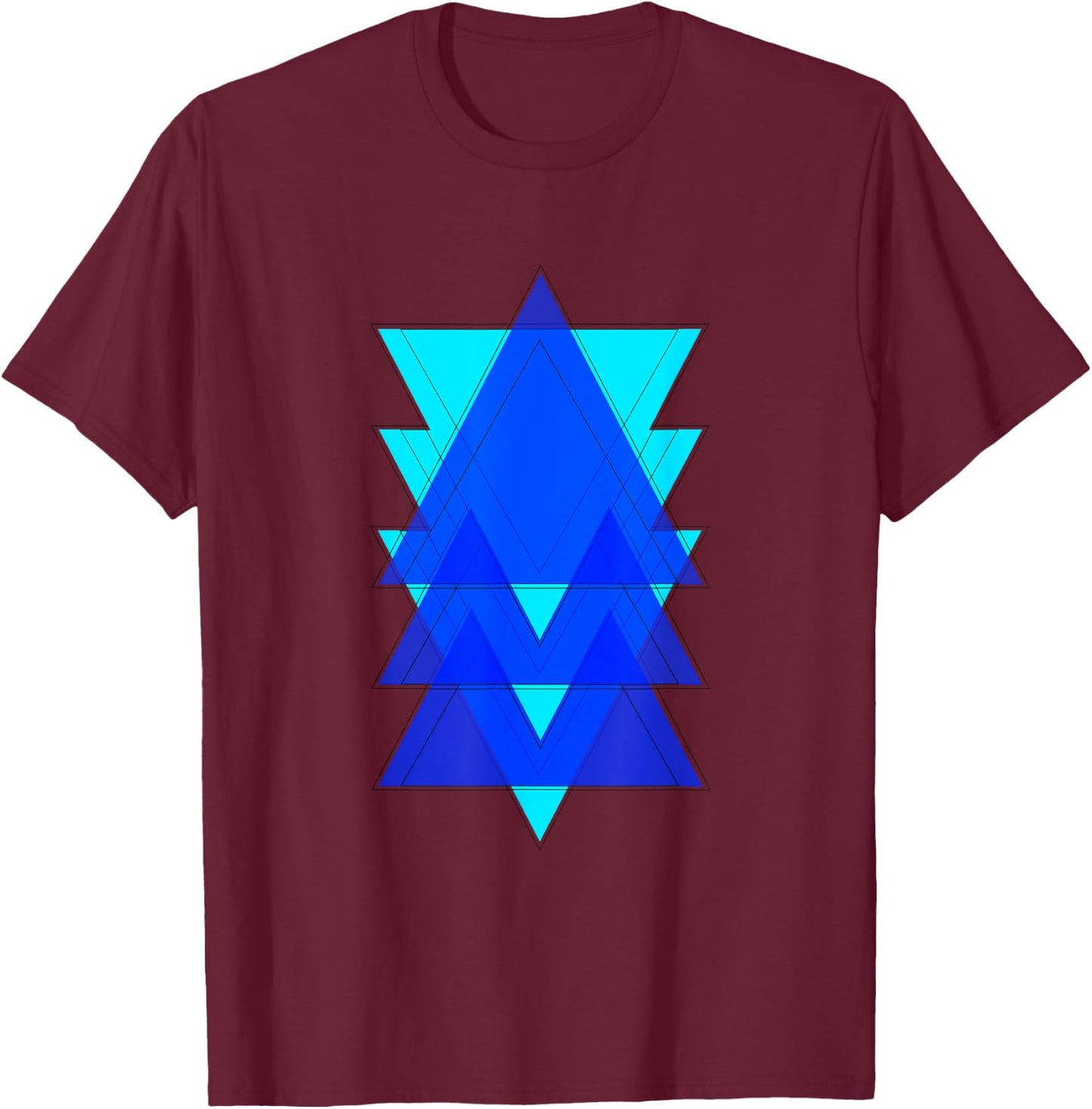 Triangle Pattern Design T-Shirt - T-Shirt | Maroon
