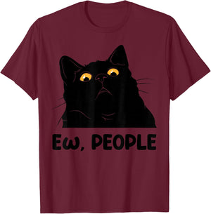 Ew People Funny Black Cat Lover Men Fun cat Saying T-Shirt - T-Shirt | Maroon