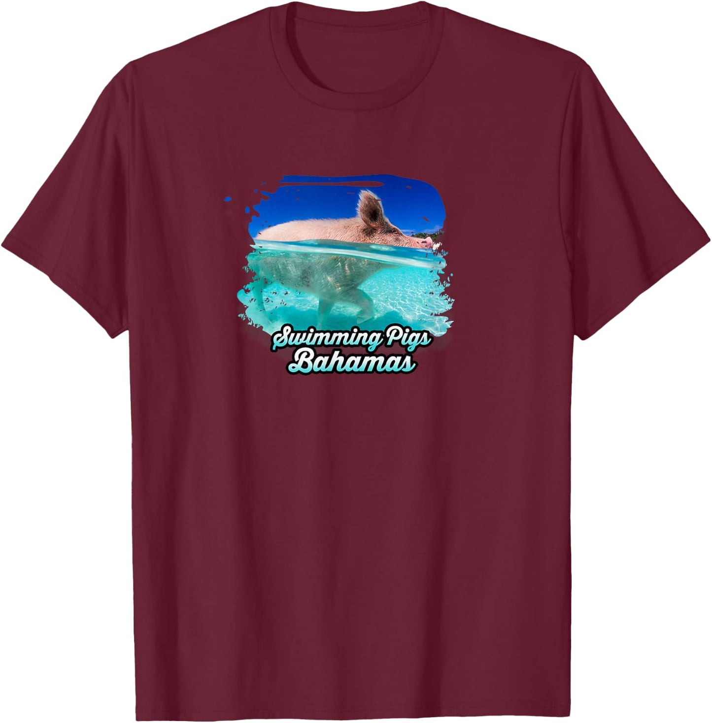 Swimming Pigs - Bahamas T-Shirt - T-Shirt | Maroon