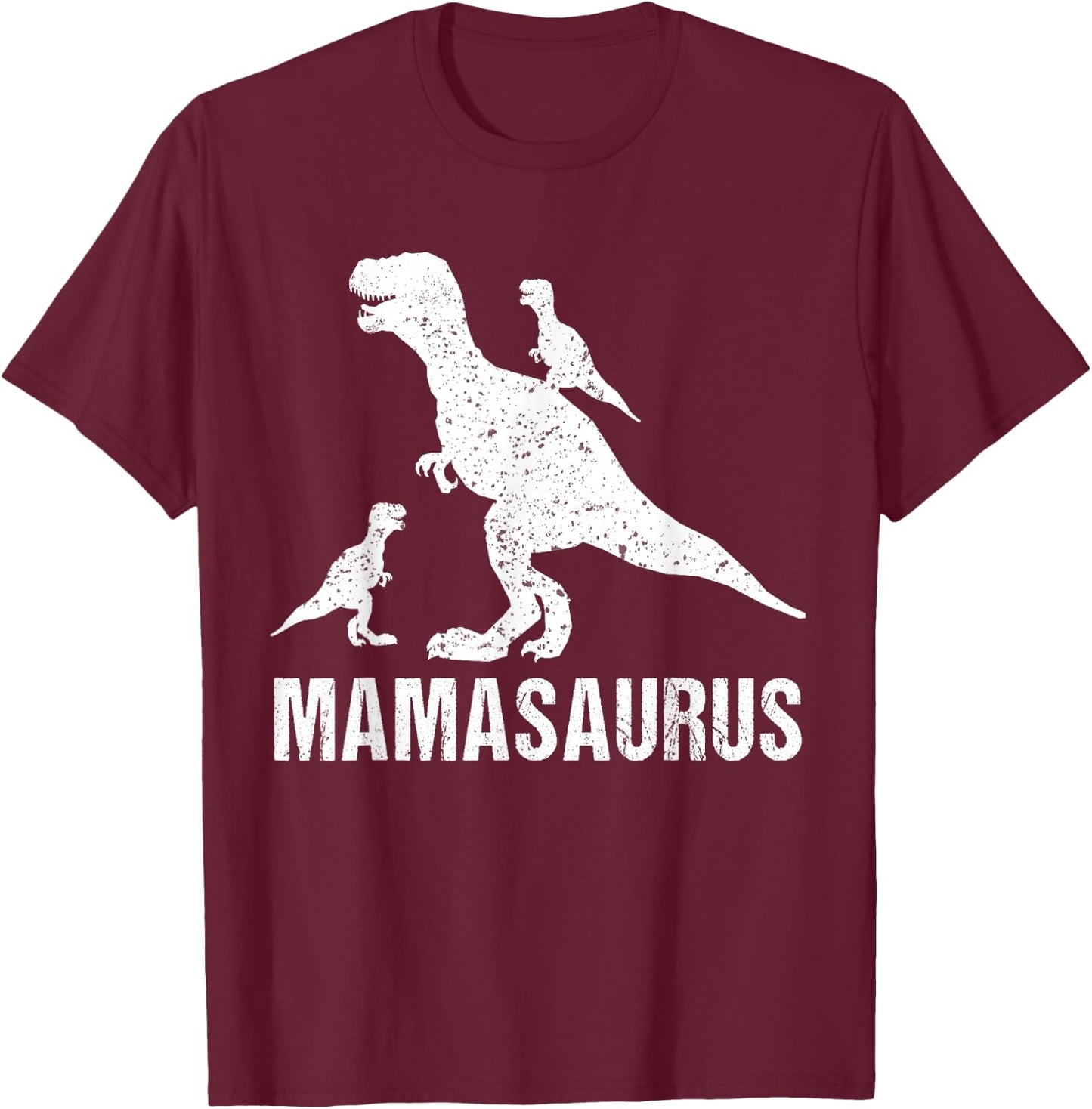 Funny Mamasaurus Mothers Day Shirts Dinosaur Mom Of 2 Boys T-Shirt - T-Shirt | Maroon