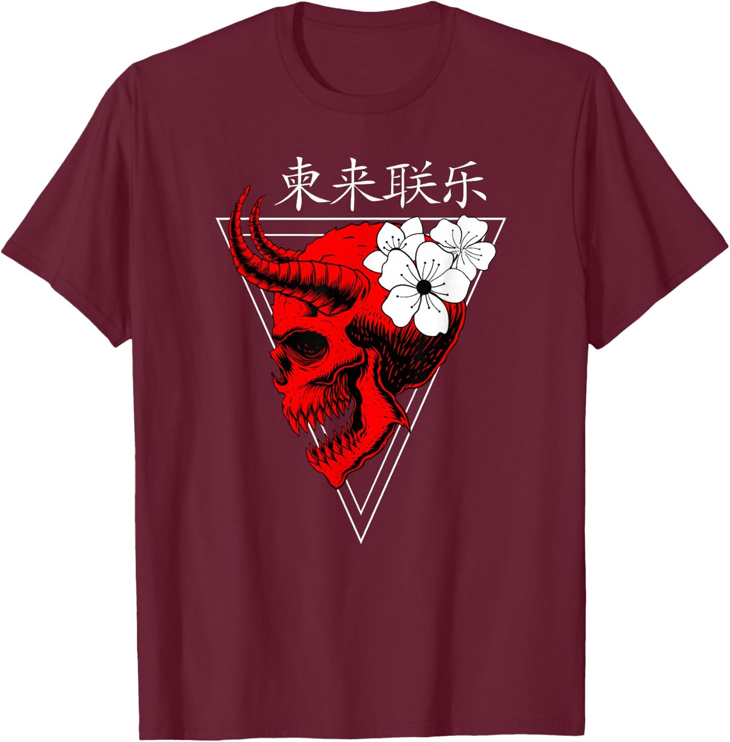 Japanese Demon Vaporwave I Aesthetic Art I Aesthetic Small T-Shirt - T-Shirt | Maroon