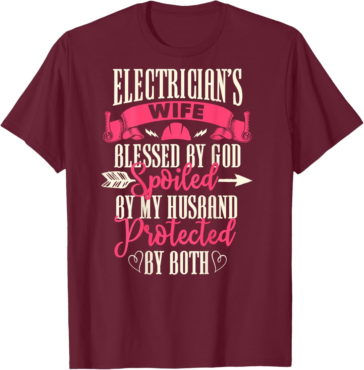 Electrician Gifts Wife Design On Back T-Shirt - T-Shirt | Maroon