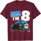 Kids Police Car 8th Birthday Boy 8 Cop Policeman Officer Eight T-Shirt - T-Shirt | Maroon