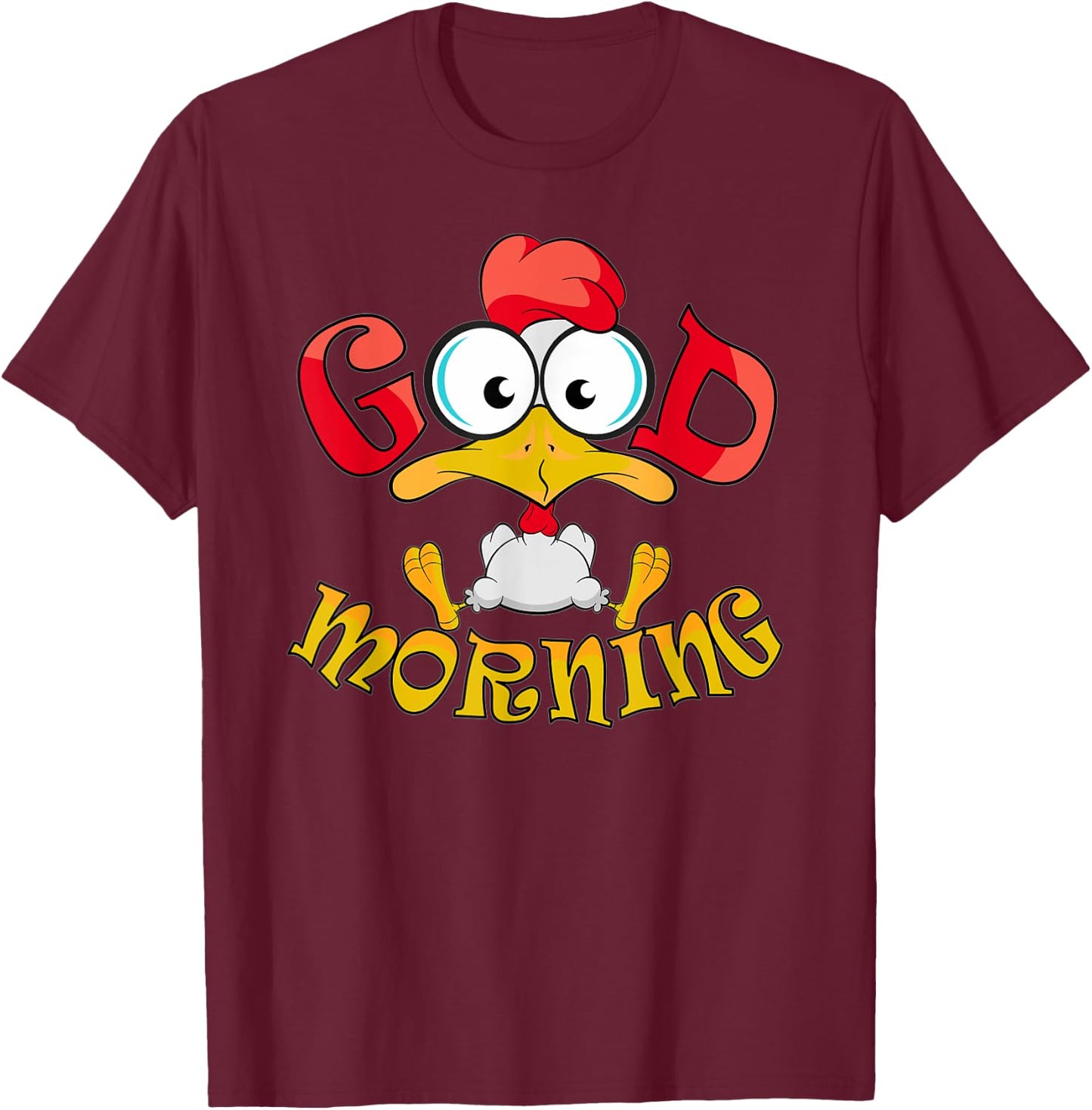 Good Morning Funny Dockel with Big Eyes Morning Group T-Shirt - T-Shirt | Maroon