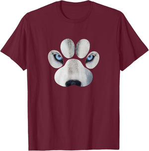 Siberian Husky Eyes Awesome Cute Huskies Paw Face T-Shirt - T-Shirt | Maroon