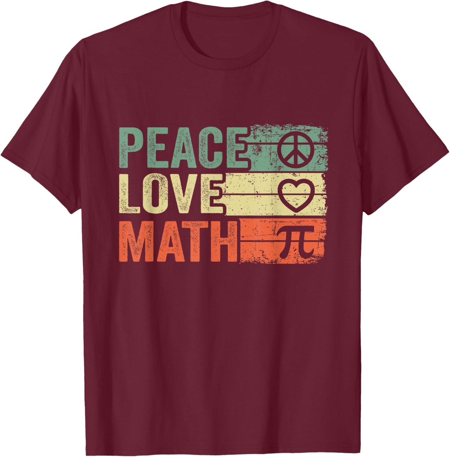 Peace Love Math Vintage Math Nerd Retro Funny Math Teacher Women T-Shirt - T-Shirt | Maroon