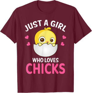 Just A Girl Who Loves Chicks I Cute Chicken I Kids Chick T-Shirt - T-Shirt | Maroon