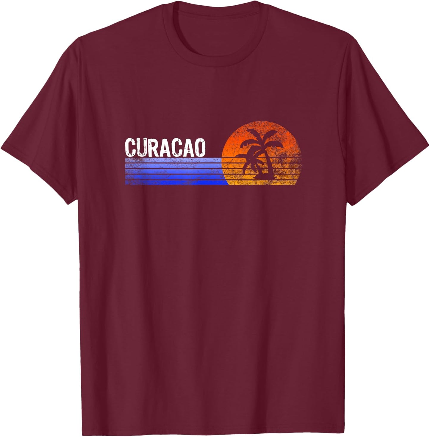 Curacao Vacation Retro Souvenir Sunset Vintage Trip Curacao T-Shirt - T-Shirt | Maroon
