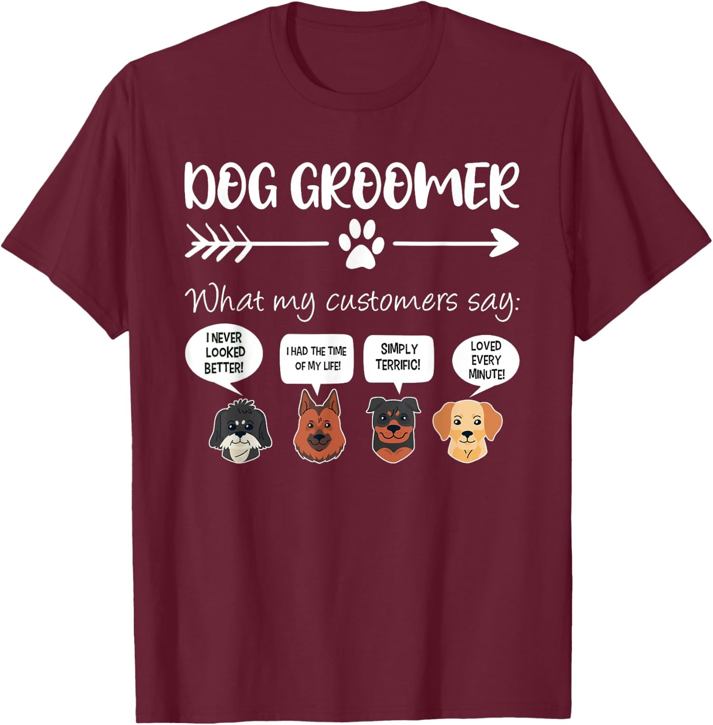 Dog Groomer Shirt Funny Dog Grooming Gift Dog Salon Women Girls Kids T-Shirt - T-Shirt | Maroon
