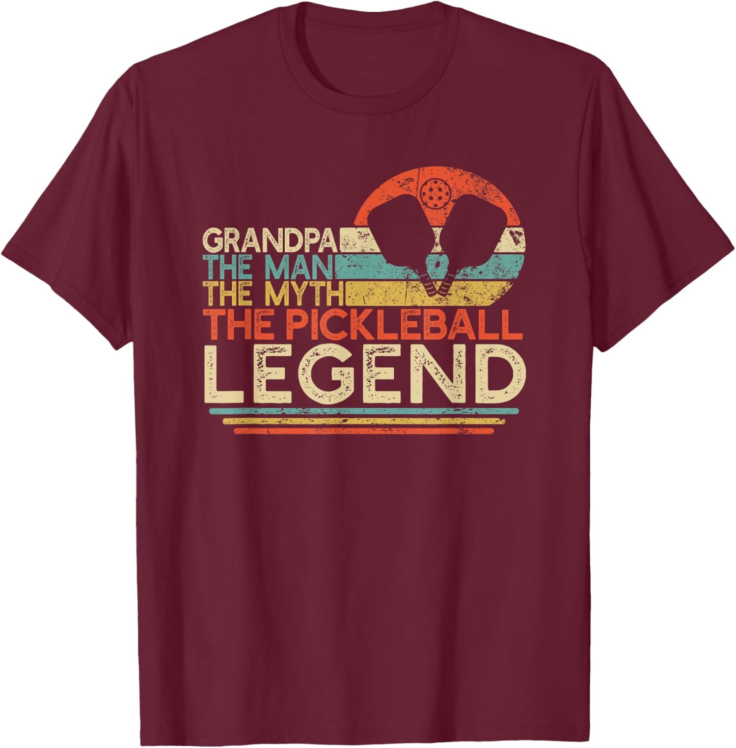 Vintage Pickleball Grandpa The Man The Myth The Legend T-Shirt - T-Shirt | Maroon