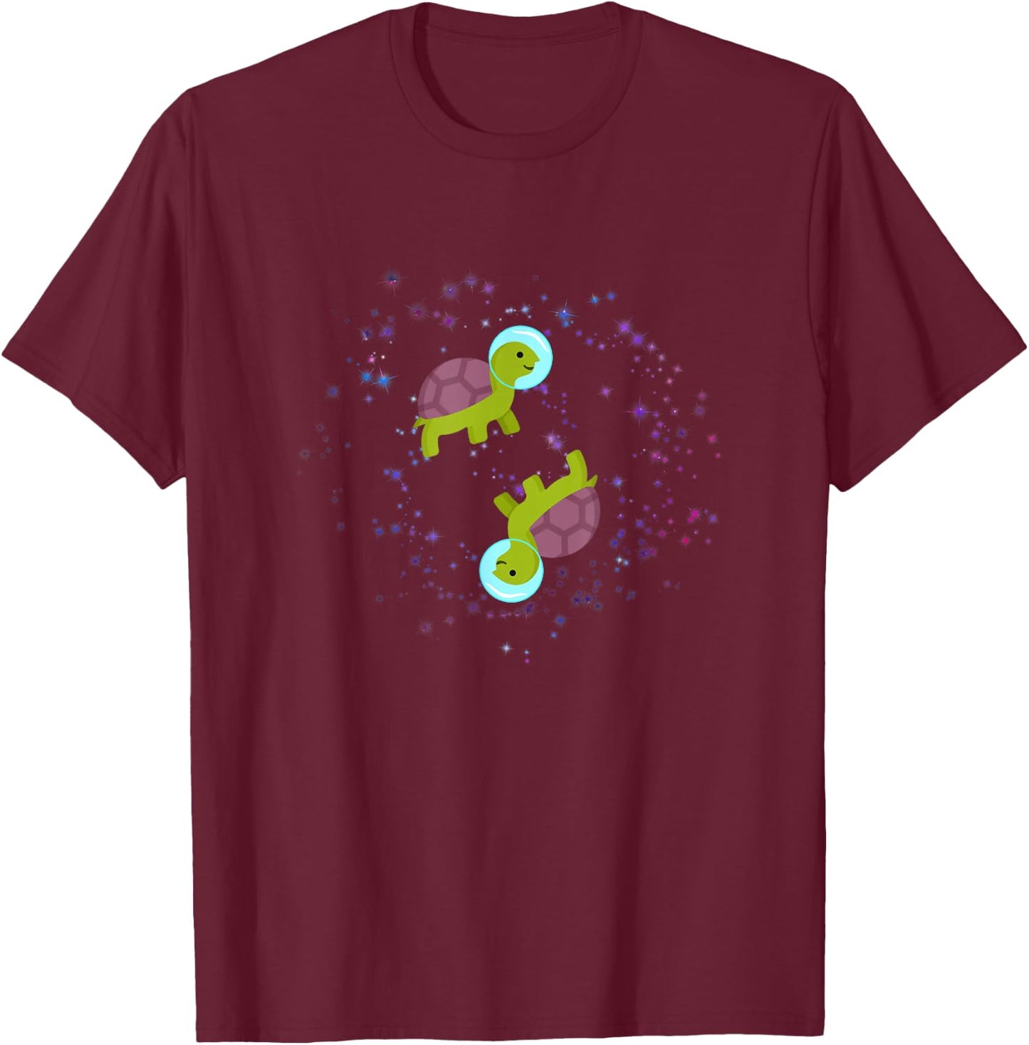 Funny Two Turtles Flying in Space Astronaut T-Shirt - T-Shirt | Maroon