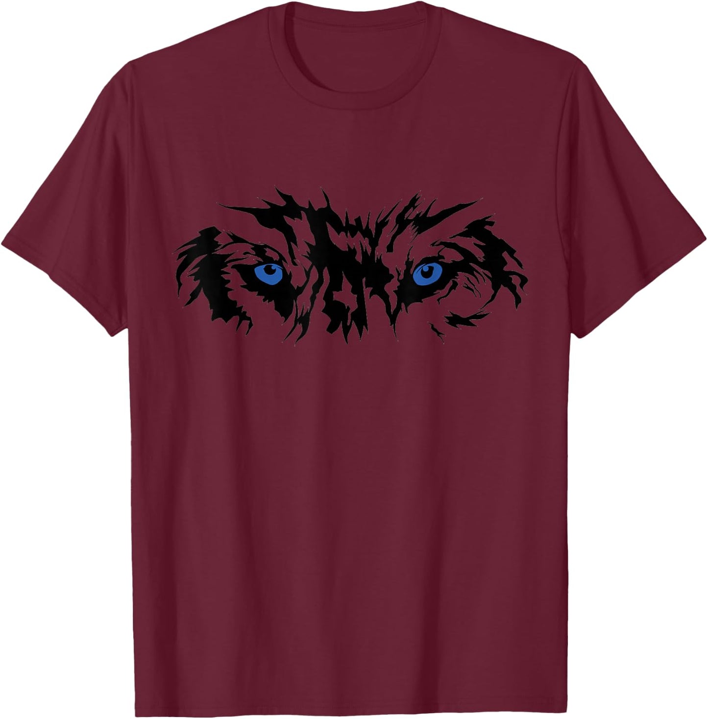 Wolf Face Blue Eyes Angry Wolf Face Shirt Women Men kids T-Shirt - T-Shirt | Maroon