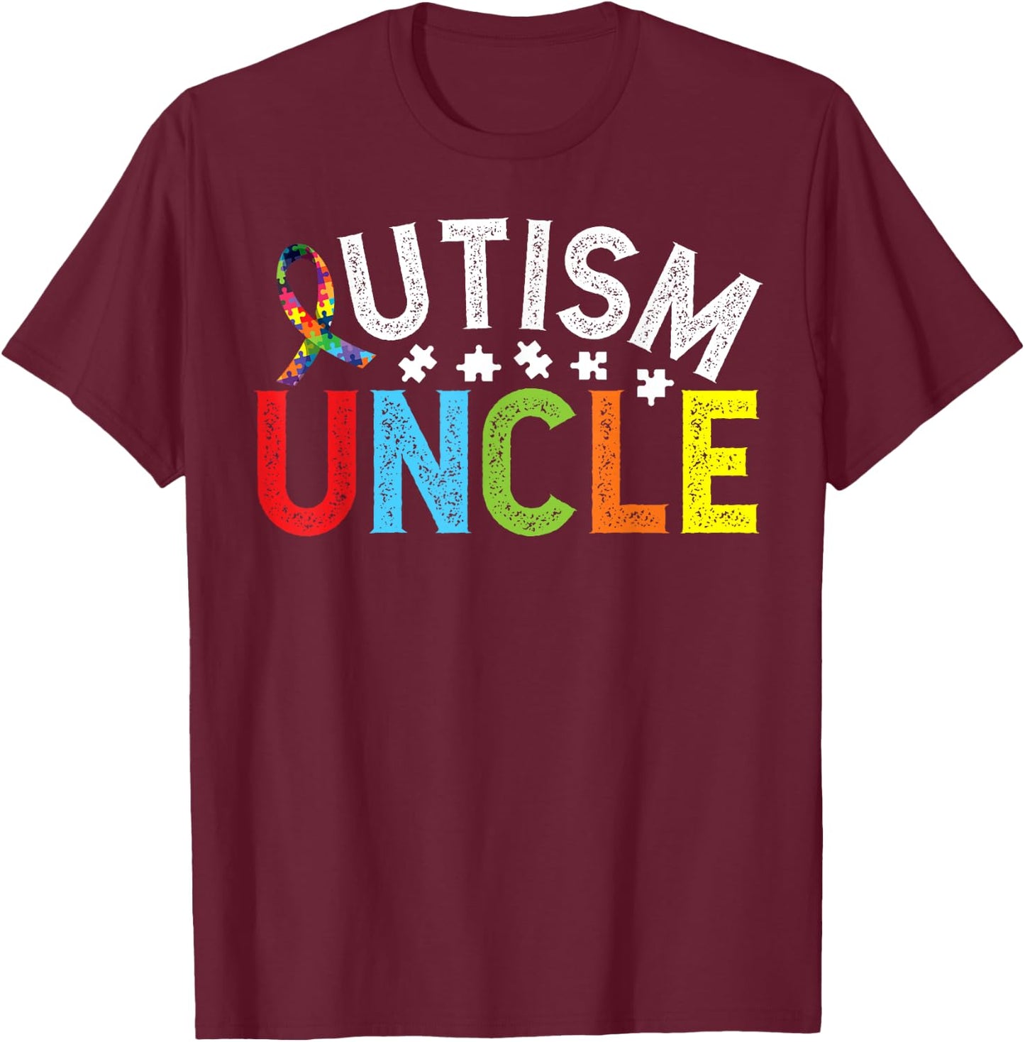 Proud Autism Uncle Autism Awareness For Uncle T-Shirt - T-Shirt | Maroon