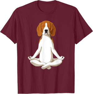 Yoga Dog Beagle Men Women T-Shirt - T-Shirt | Maroon
