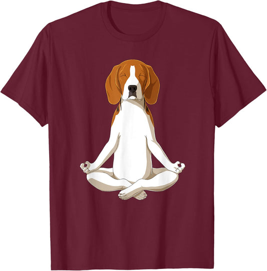 Yoga Dog Beagle Men Women T-Shirt - T-Shirt | Maroon