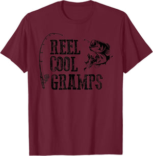 Gramps Fishing: Reel Cool Gramps Funny Gift T-Shirt - T-Shirt | Maroon