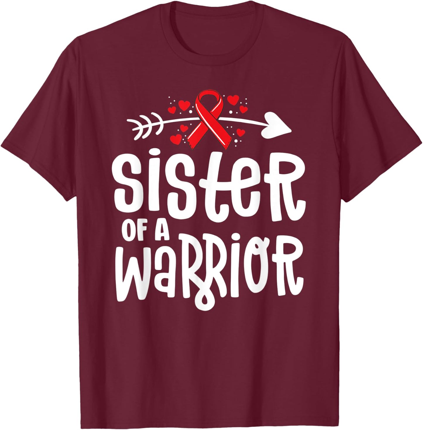 Sister Of A Warrior Family Pulmonary Embolism Awareness T-Shirt - T-Shirt | Maroon