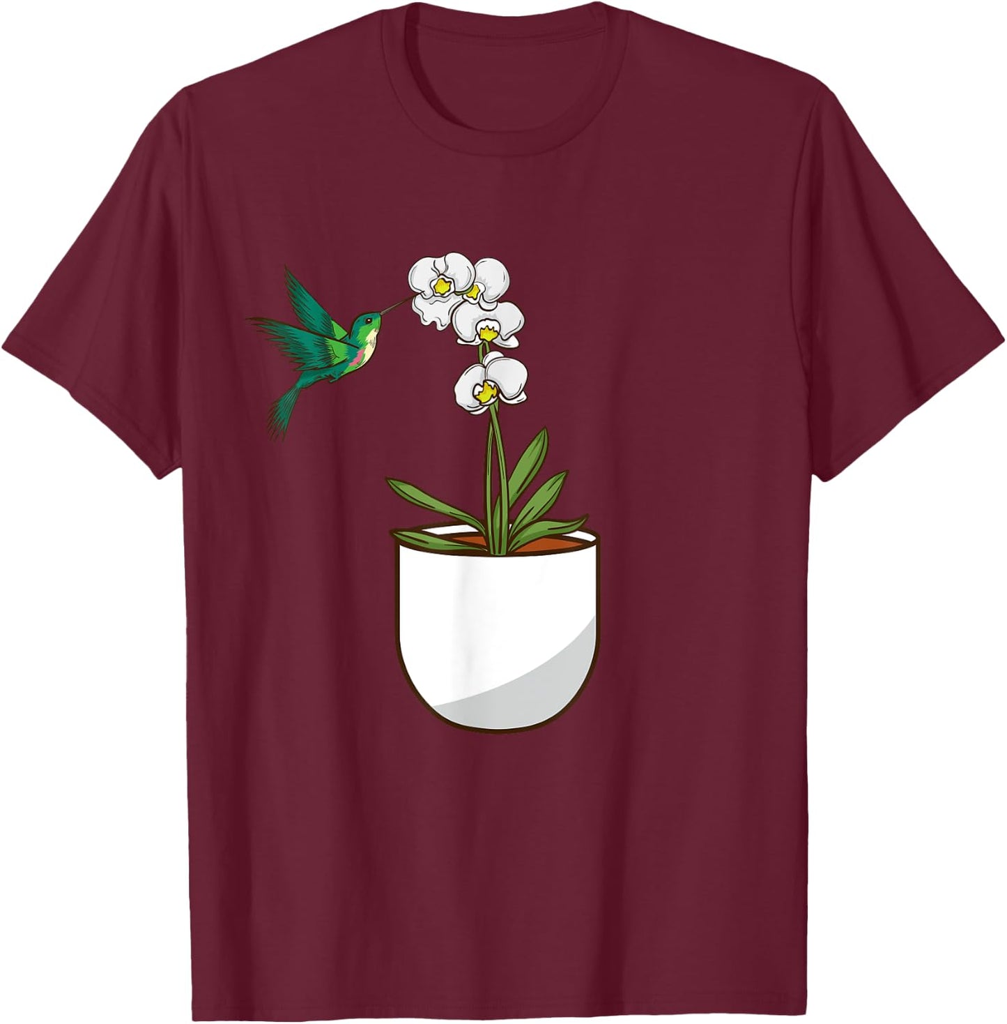 Hummingbird Orchid Flower Lover Women Bird Plants Orchid T-Shirt - T-Shirt | Maroon