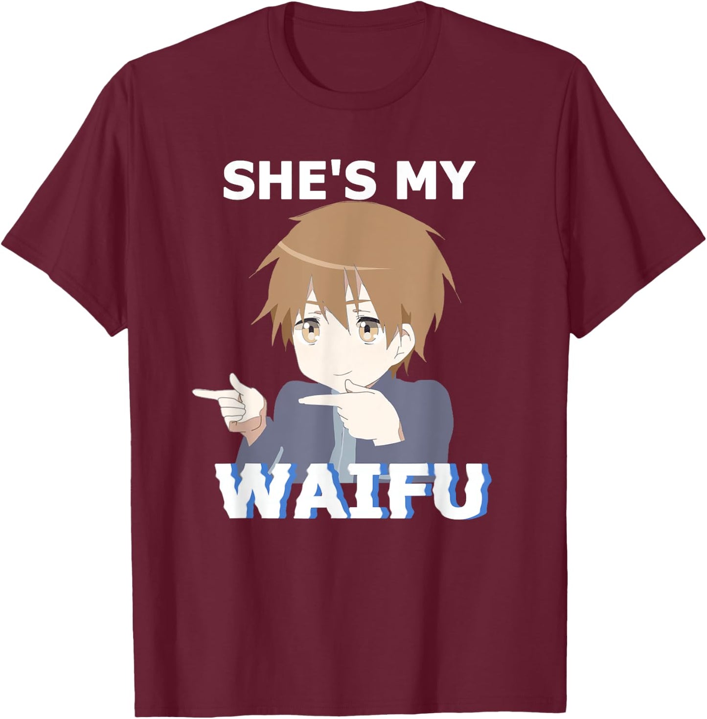 She's my Waifu He's my Husbando Anime Manga Couple Matching T-Shirt - T-Shirt | Maroon