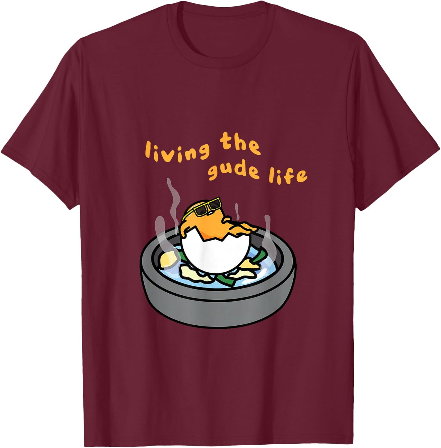 Living The Gude Life Ramen Featuring Gudetama Small T-Shirt - T-Shirt | Maroon