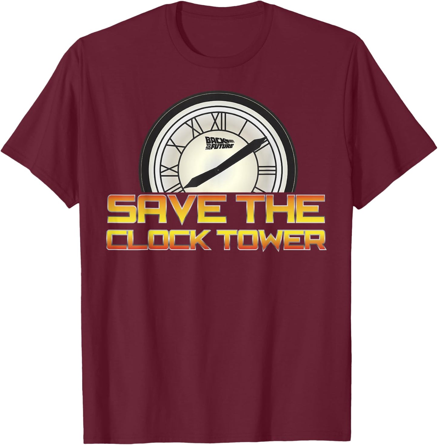 Back to The Future Save The Clock Tower T-Shirt - T-Shirt | Maroon