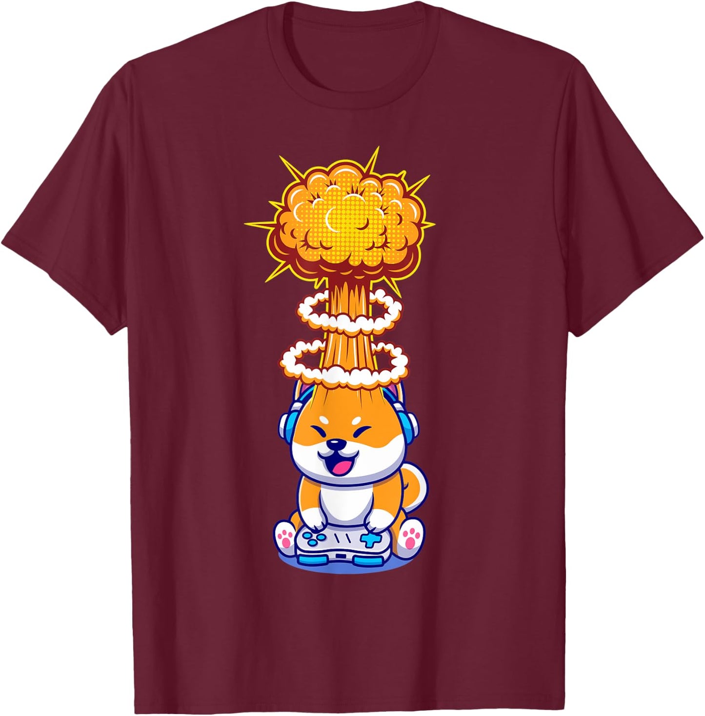 Gaming Animals Gambling Video Games Gaming Dog Shiba Inu T-Shirt - T-Shirt | Maroon