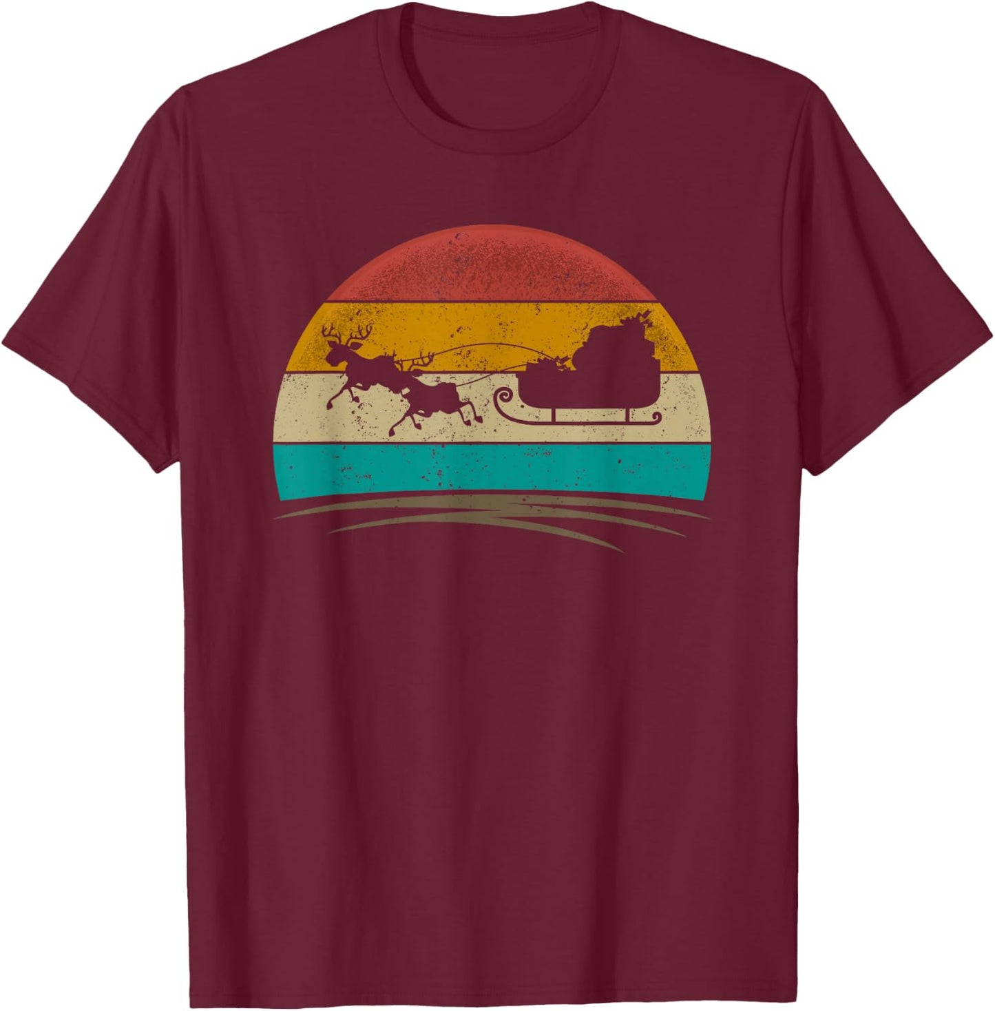Santa Retro Vintage 70s Distressed Christmas Men Women T-Shirt - T-Shirt | Maroon