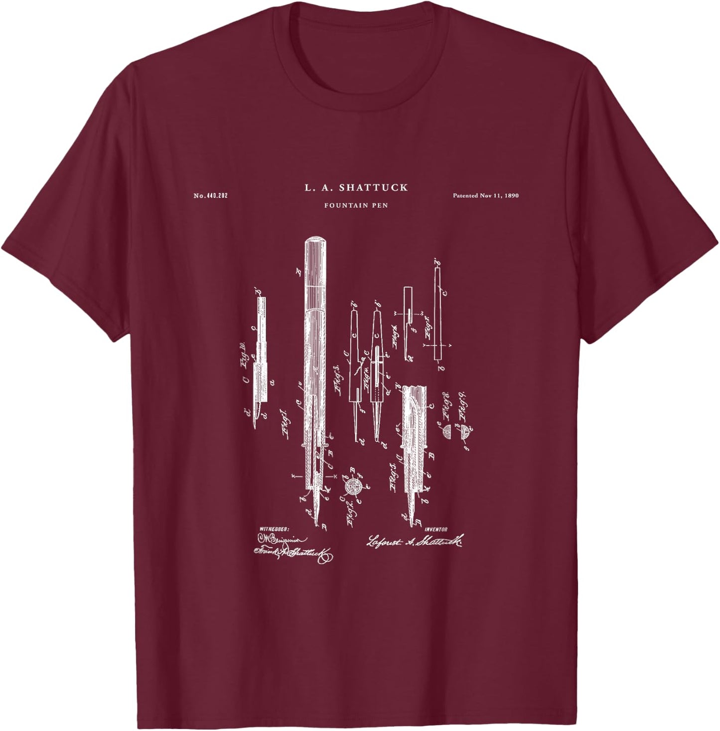 Fountain Pen Patent - Artist T-Shirt - T-Shirt | Maroon