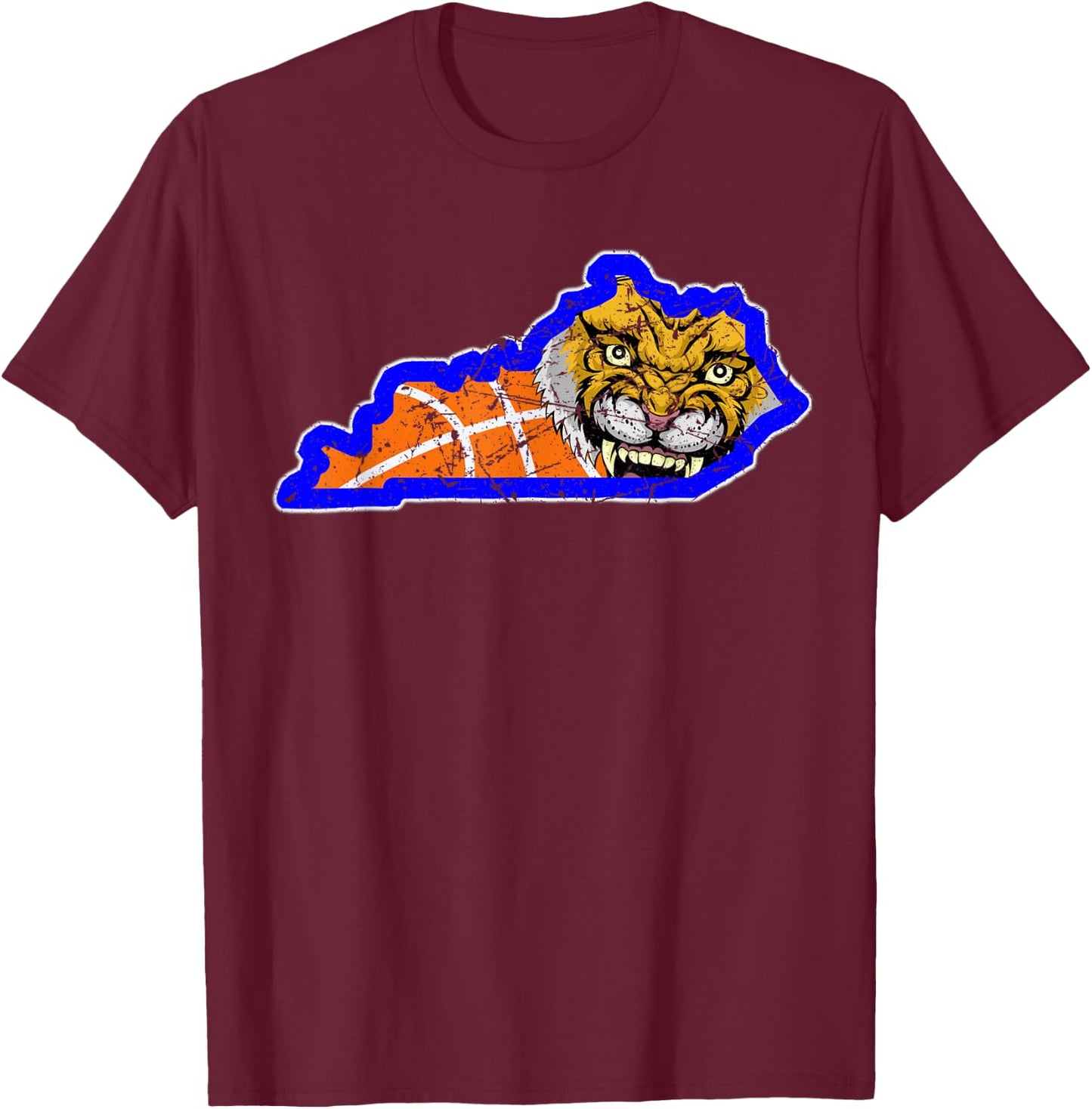 Vintage Worn State of Kentucky Basketball State Shape T-Shirt - T-Shirt | Maroon