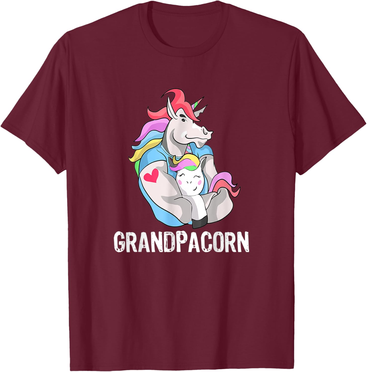 Grandpacorn Unicorn Grandpa And Grandson T-Shirt - T-Shirt | Maroon