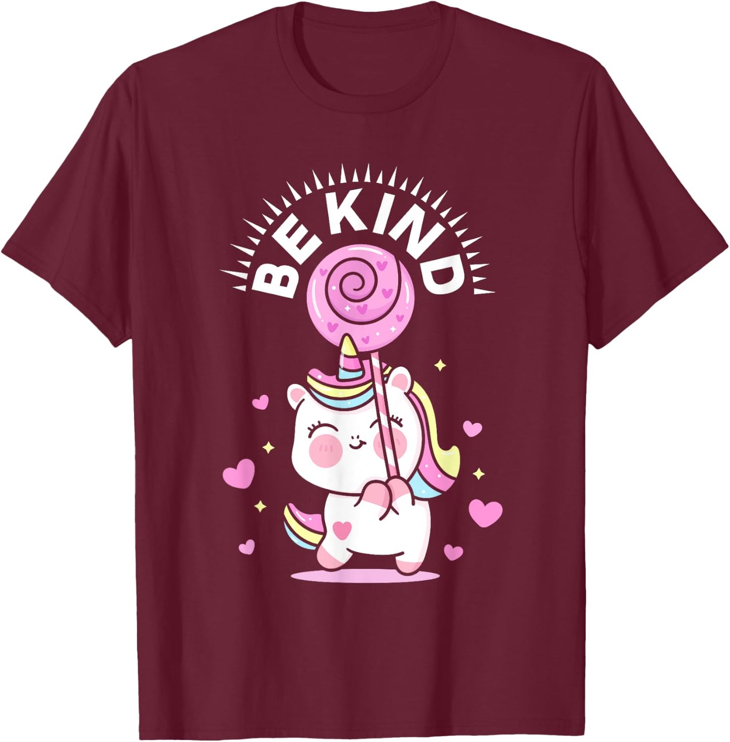 Unicorn Be Kind Kindness Inclusion Diversity Anti-Bullying T-Shirt - T-Shirt | Maroon