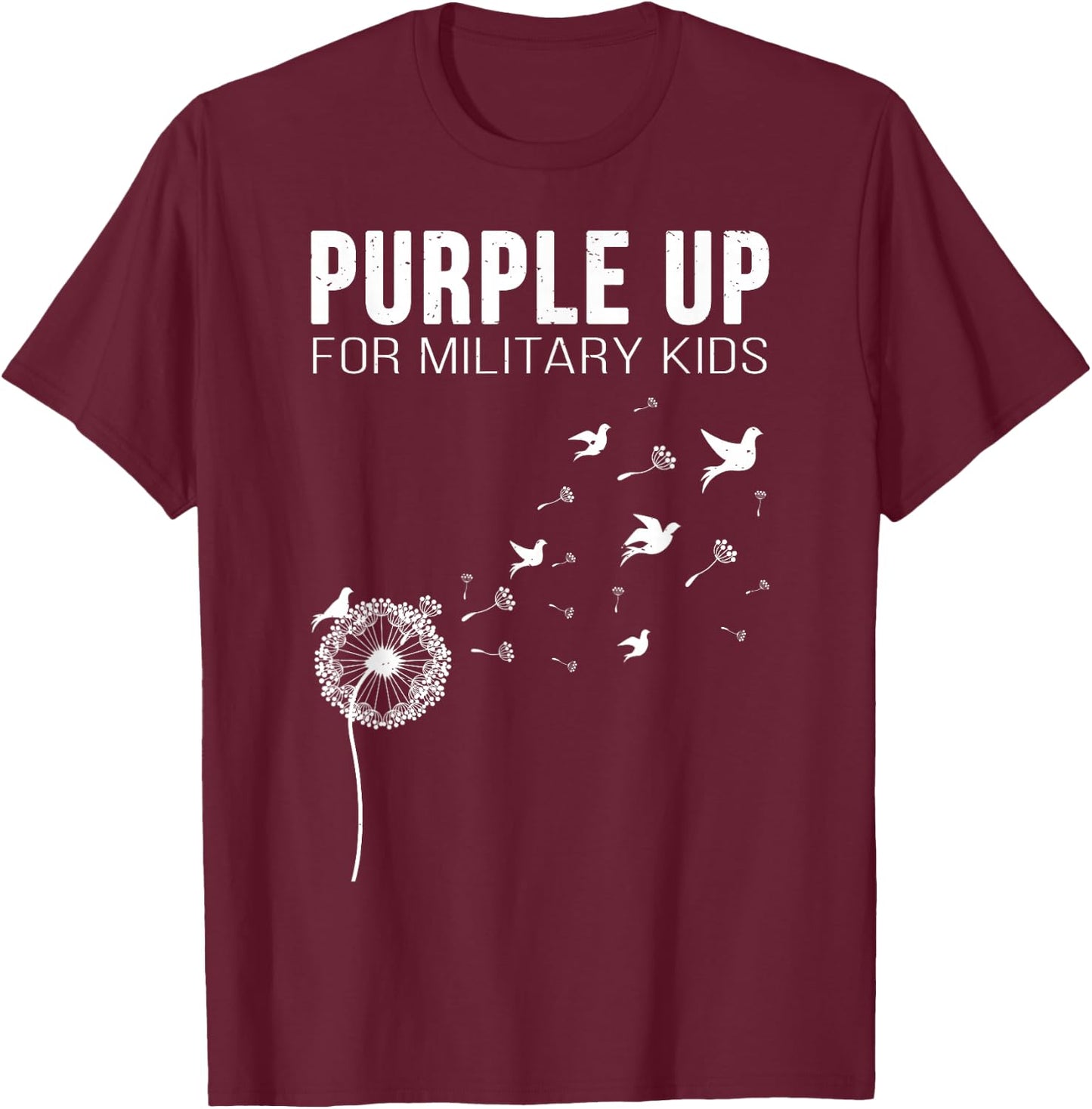 I Purple Up For Military Kids Shirt Soldier Dandelion T-Shirt - T-Shirt | Maroon