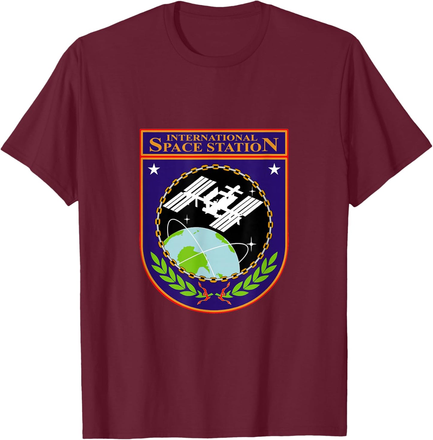 International Space Station NASA ISS Insignia T-Shirt - T-Shirt | Maroon