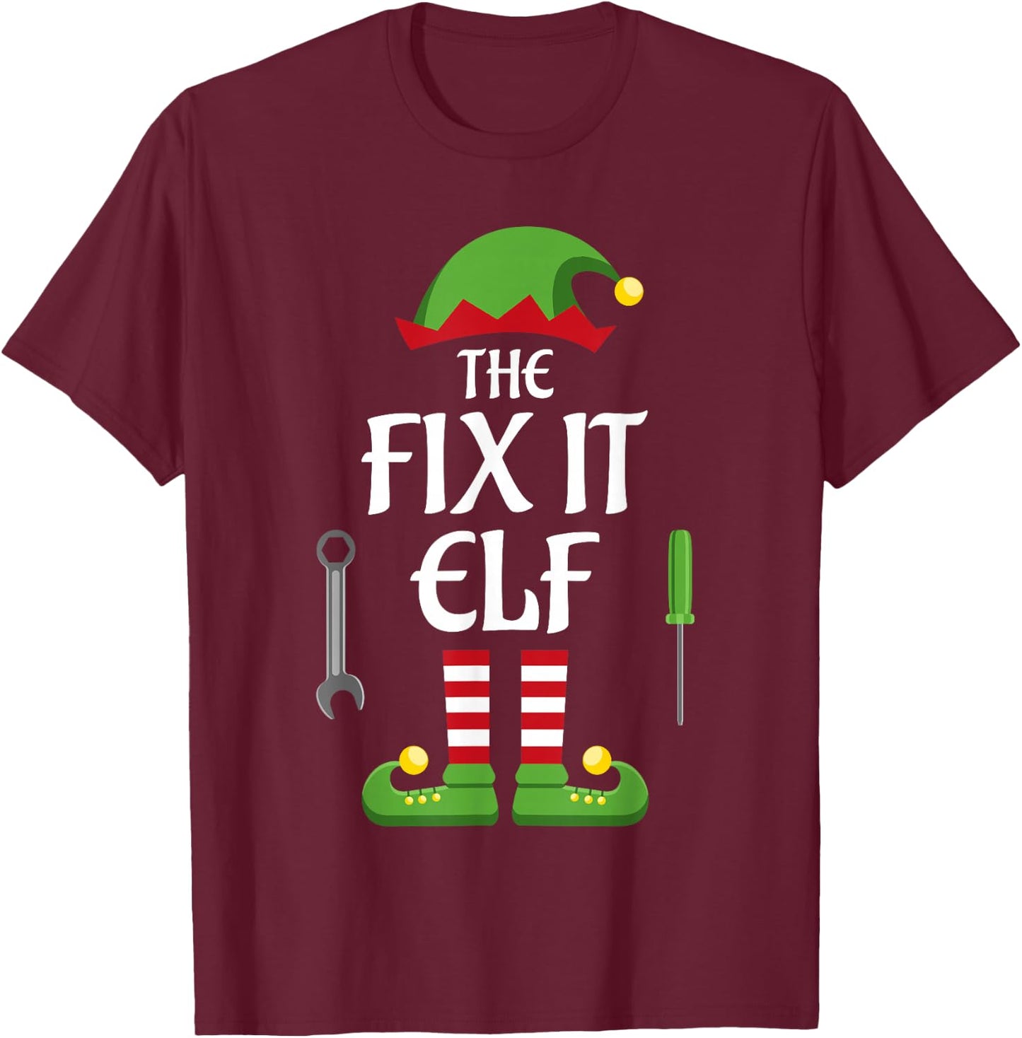 Fix It Elf Family Matching Group Christmas T-Shirt - T-Shirt | Maroon