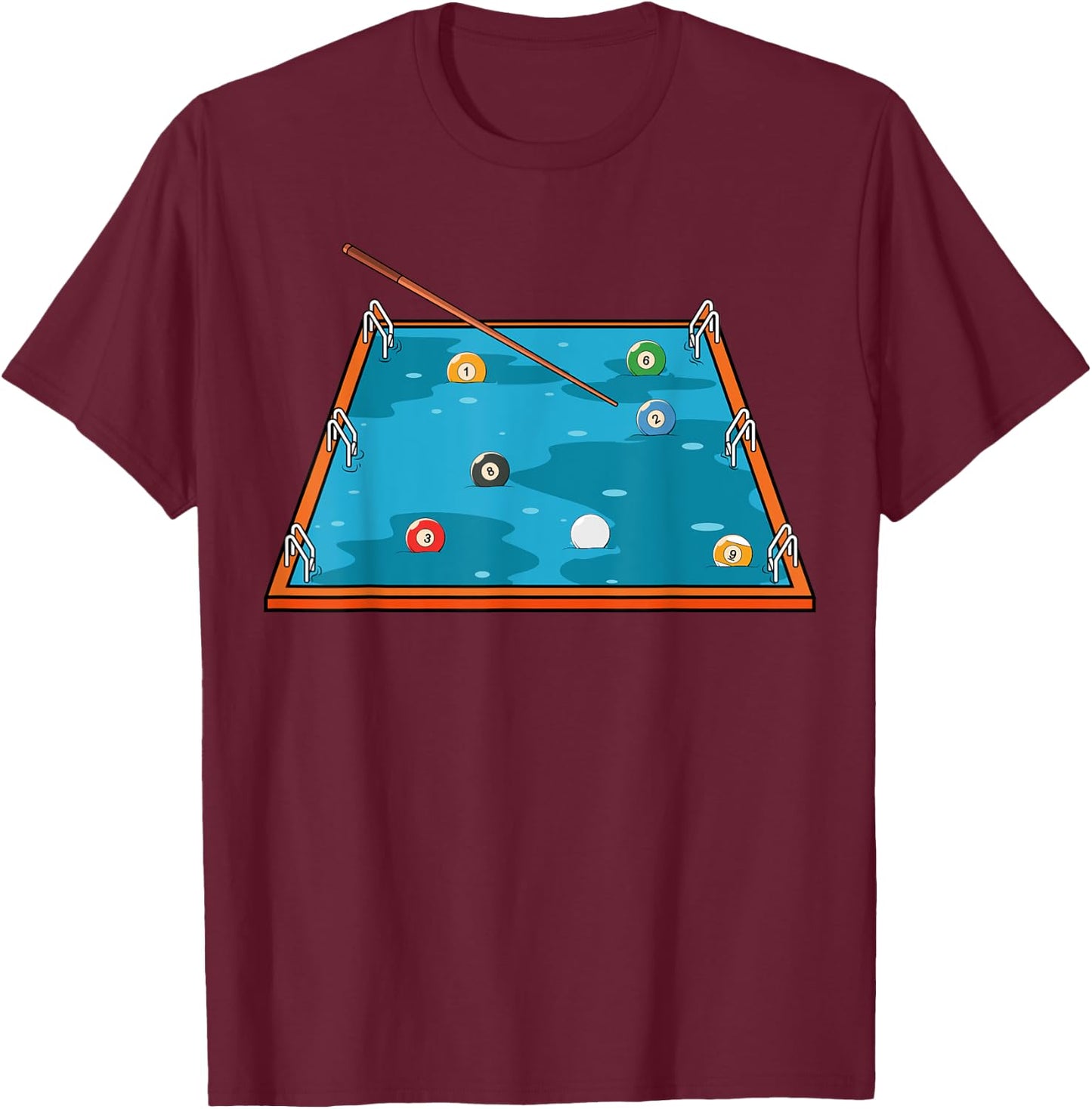 Swimming Pool Billiard Player Snooker T-Shirt - T-Shirt | Maroon