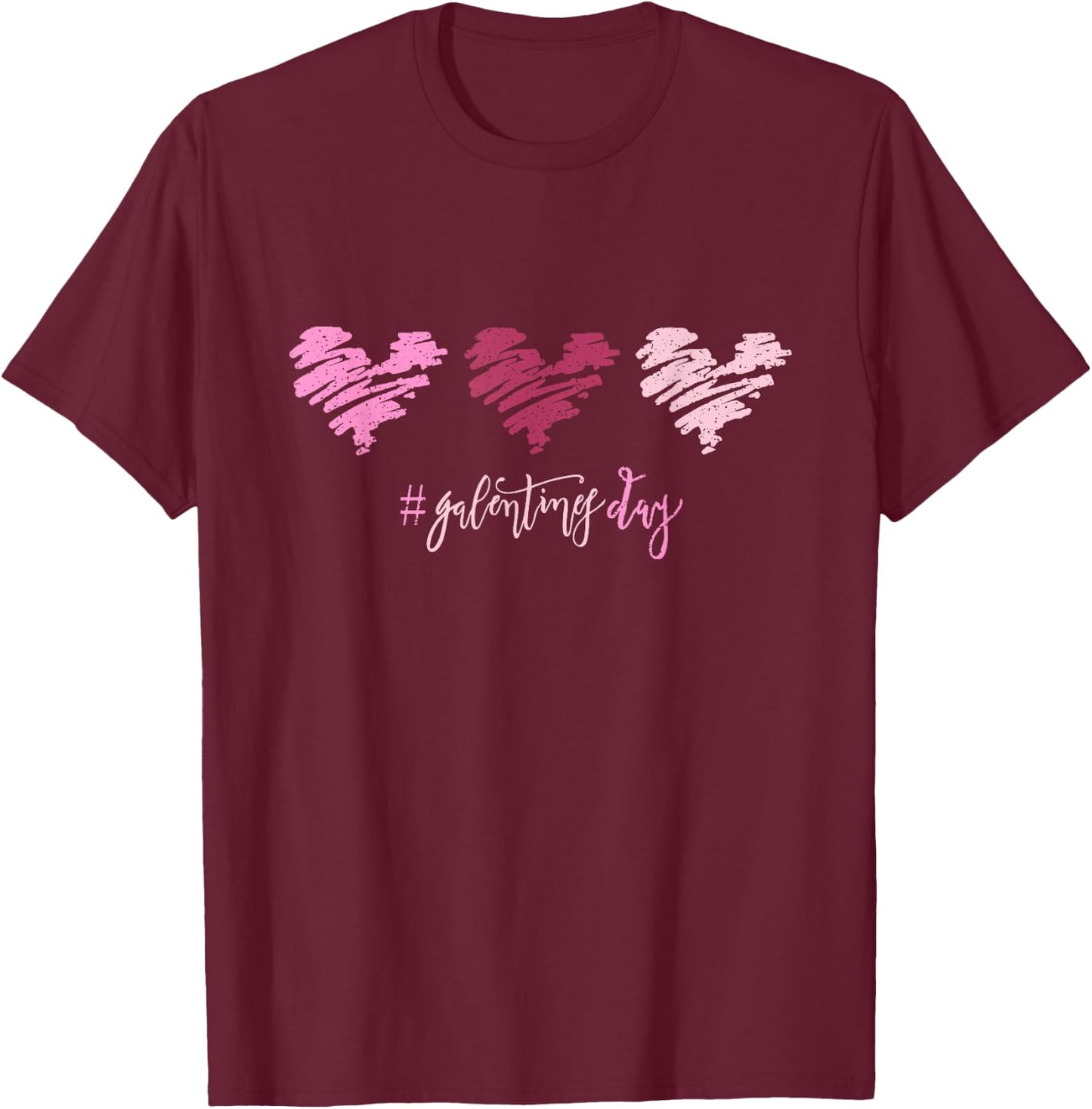 Triple Heart Galentines Day T-Shirt - T-Shirt | Maroon