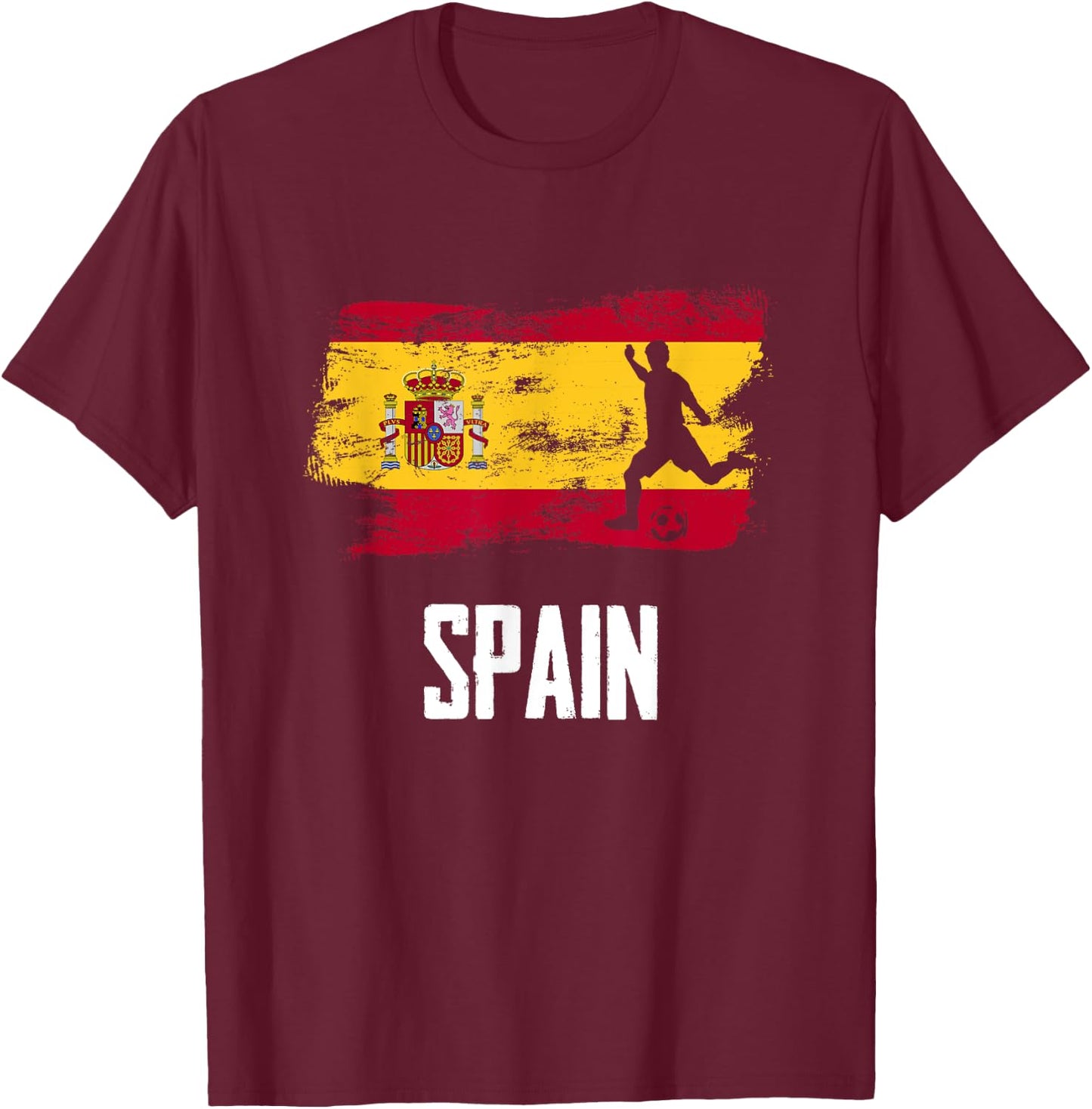 Spain Flag Jersey Spanish Soccer Team Spanish T-Shirt - T-Shirt | Maroon